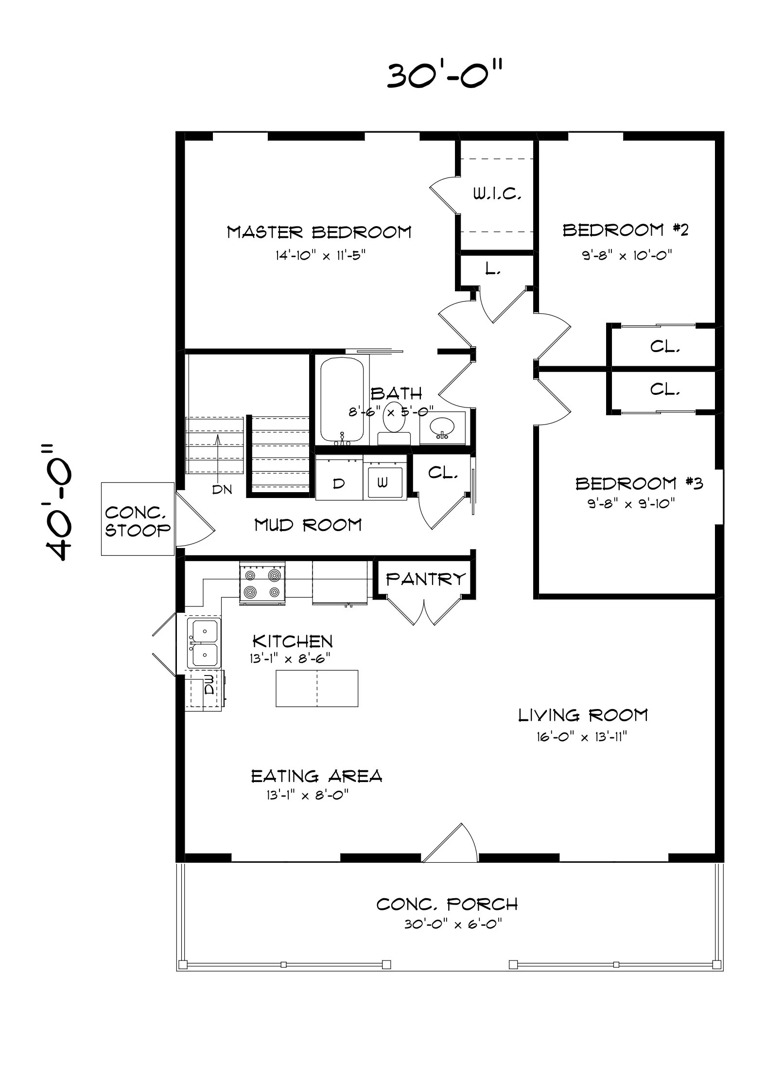 Penn Yan Ranch 2 Bedroom Floor Plan
